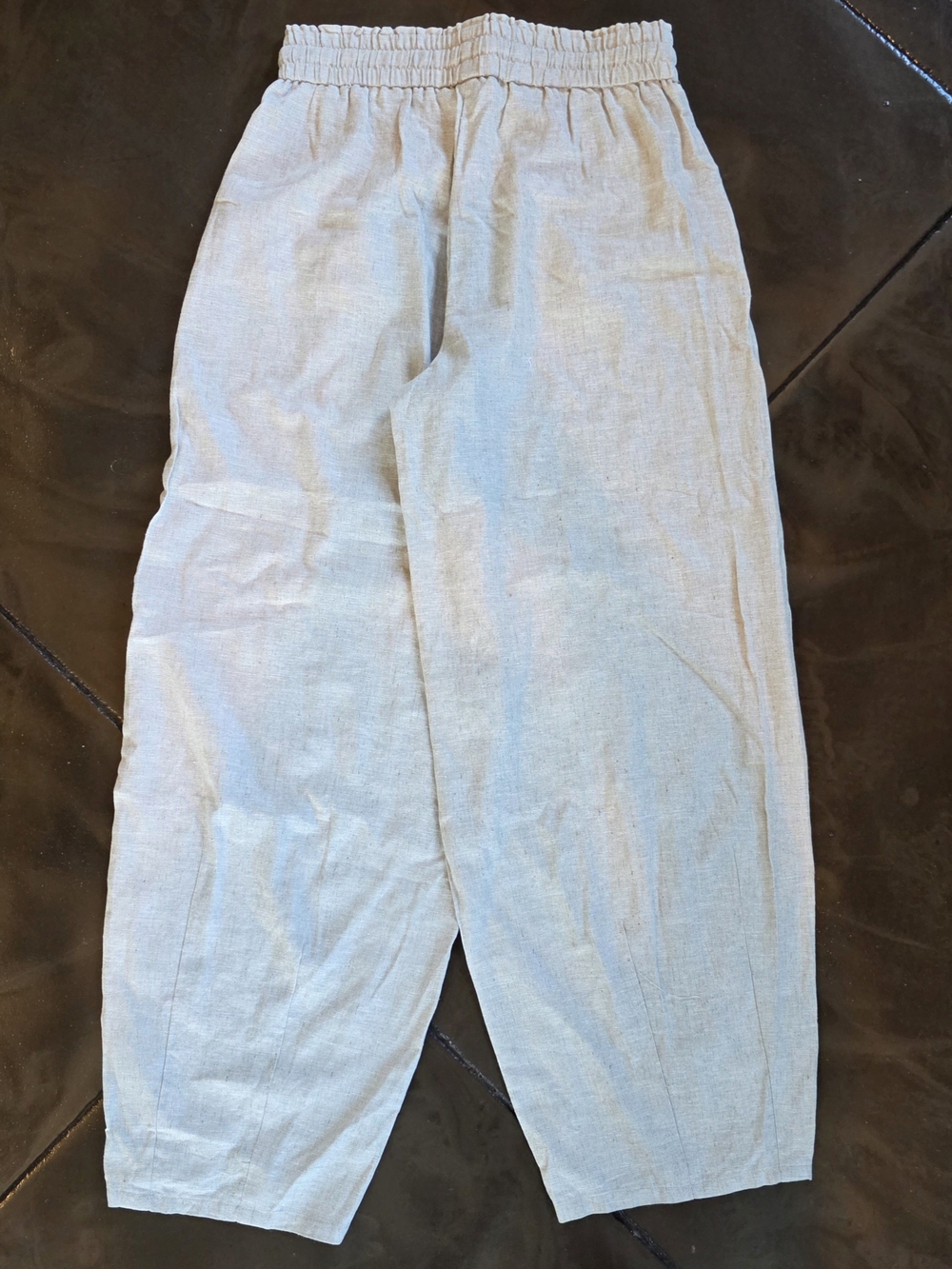 Maison d’Amélie Paris Linen Blend Barrel Pants S/P Beige Pull On Boho - Picture 6 of 10